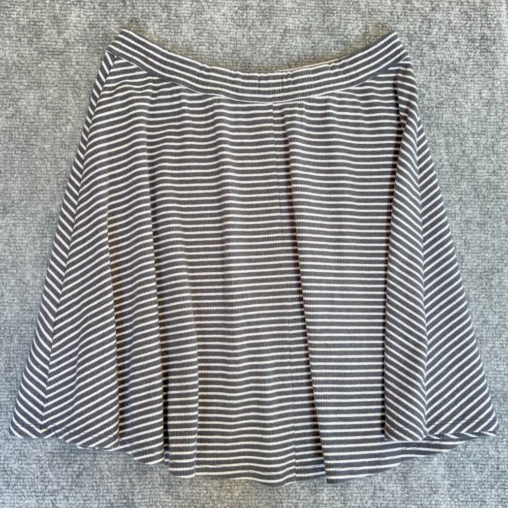 Hollister Womens Large Slate Blue White Striped Skater Skirt Stretch Knit